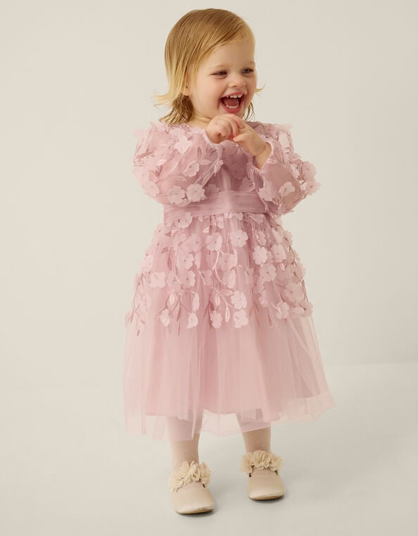 Baby Oona Floral Appliqu&eacute; Party Dress, Pink (PINK), large