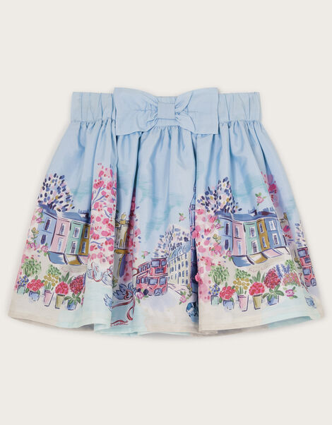London Print Bow Skirt, Blue (BLUE), large