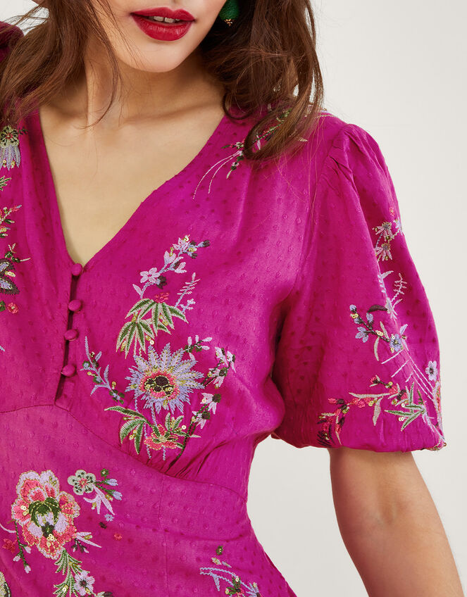Jenny Embroidered Tea Dress , VIOLET, large