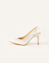 Hellie Diamante Bridal Slingback Courts, Ivory (IVORY), large