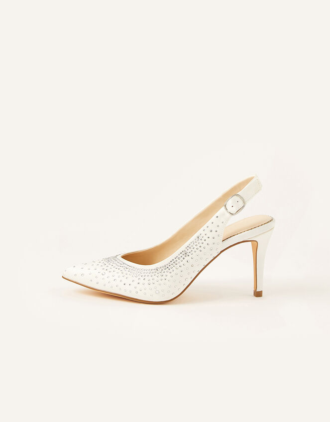 Hellie Diamante Bridal Slingback Courts, Ivory (IVORY), large