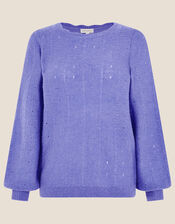 Sofia Stitch Button Back Jumper, Blue (BLUE), large