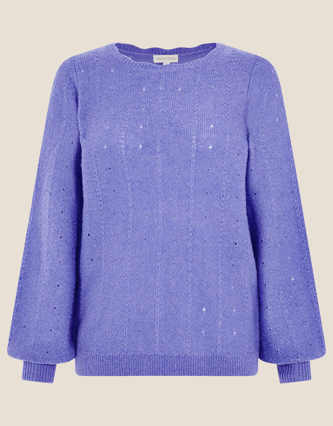 Sofia Stitch Button Back Jumper, Blue (BLUE), large