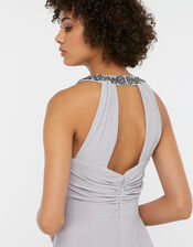 Isabeli Embellished Jersey Maxi Bridesmaid Dress, Silver (SILVER), large