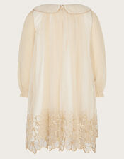 Vanessa Floral Collar Swing Dress, Gold (GOLD), large