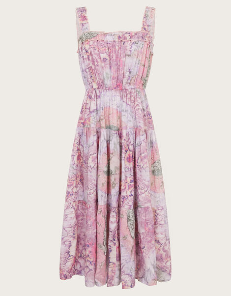 Strappy Marbled Floral Maxi Dress, Pink (PINK), large