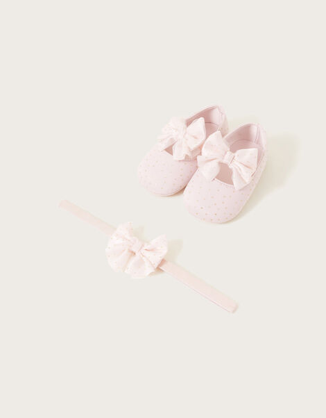 Baby Lila Booties and Headband Set, Pink (PINK), large