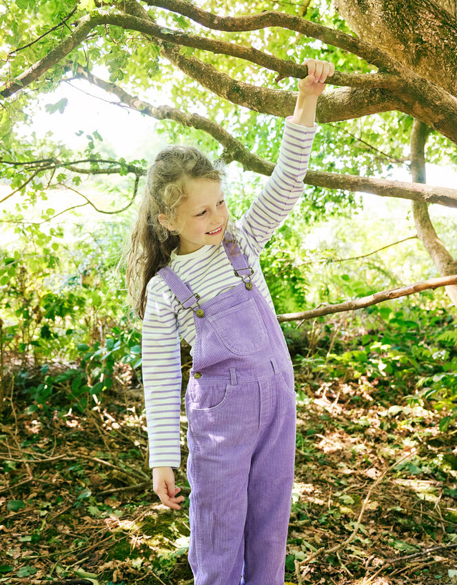 Dotty Dungarees Corduroy Chunky Dungarees, VIOLET, large