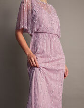Elizabeth Embellished Shorter Length Maxi Dress, Mink (MINK), large