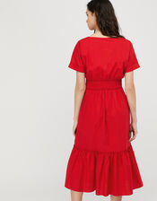 Pippa Poplin Dress in Organic Cotton, Red (RED), large