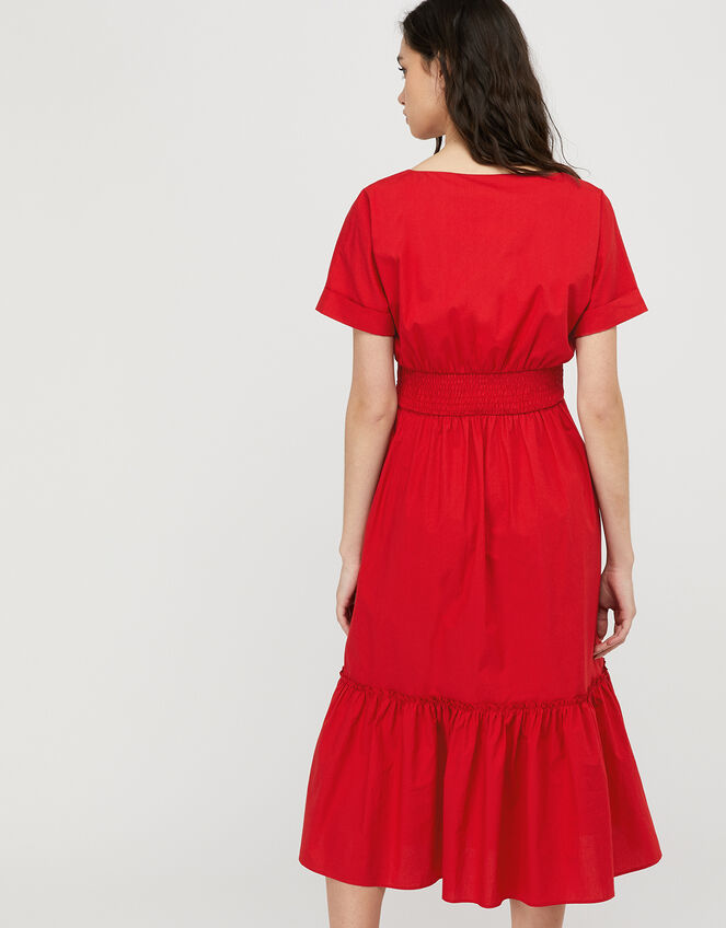Pippa Poplin Dress in Organic Cotton, Red (RED), large