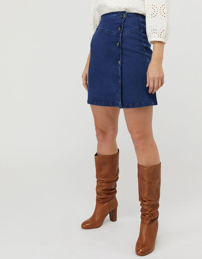 Kora Denim Pelmet Skirt, Blue (DENIM BLUE), large