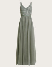 Autumn Embellished Maxi Dress, Green (GREEN), large