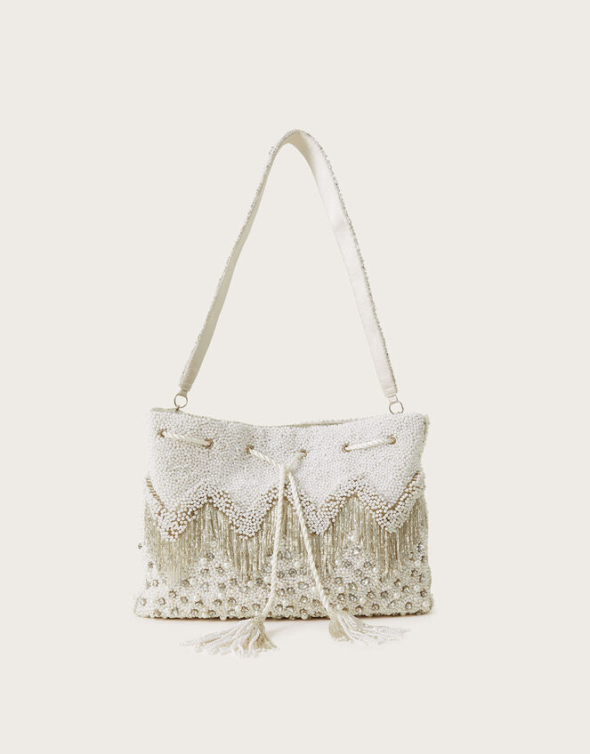 Pearly Embellished Pouch Bag, , large