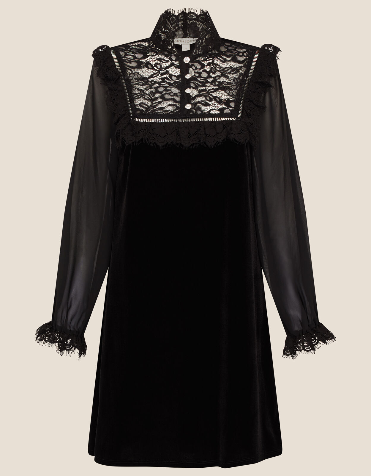 Bianca Lace Bib Velvet Dress Black