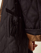 Andi Quilted Longline Coat, Black (BLACK), large