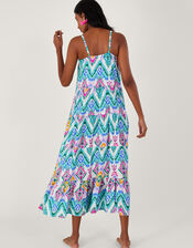 Ikat Print Tiered Cami Dress, VIOLET, large