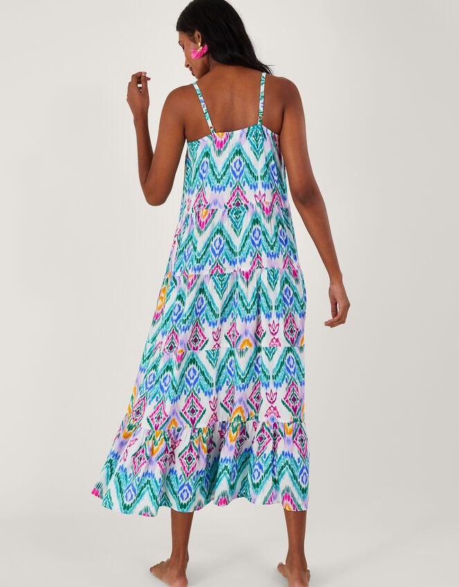 Ikat Print Tiered Cami Dress, VIOLET, large