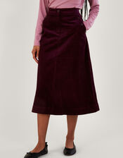 Cord Midi Skirt, Purple (PLUM), large