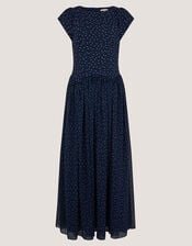 Caitie Polka Dot Midi Dress, Blue (NAVY), large