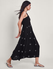 Briar Shirred Maxi Dress, Black (BLACK), large