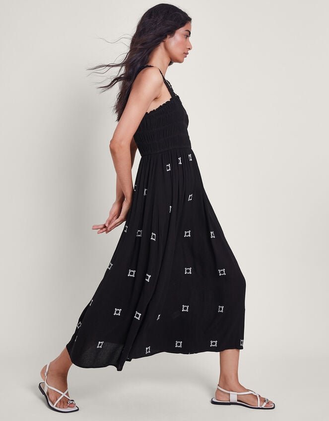 Briar Shirred Maxi Dress, Black (BLACK), large