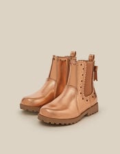 Metallic Chelsea Boots, Gold (ROSE GOLD), large