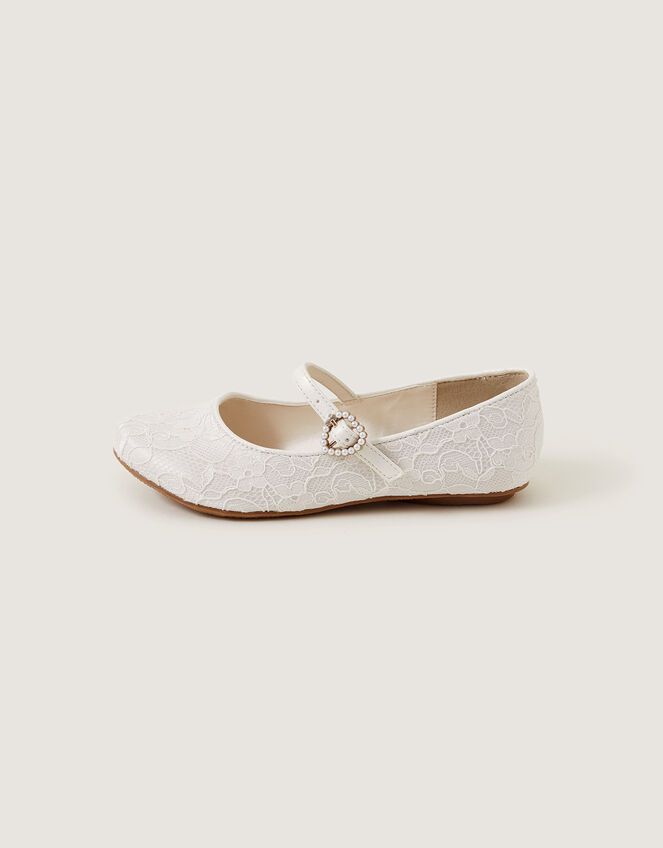 Pretty Lacey Ballerina Flats, Ivory (IVORY), large