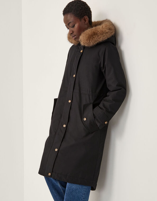 Paula Faux Fur Parka, Black (BLACK), large