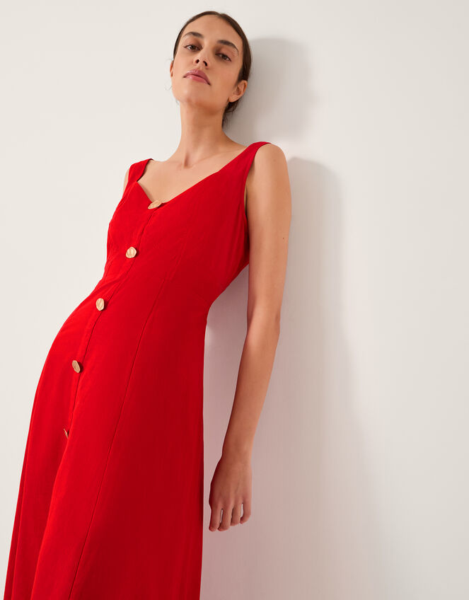 Nell Sleeveless Midi Dress, Red (RED), large