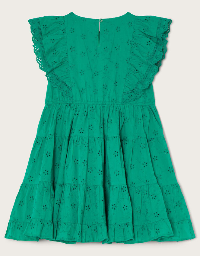 Broderie Frill Dress, Green (GREEN), large