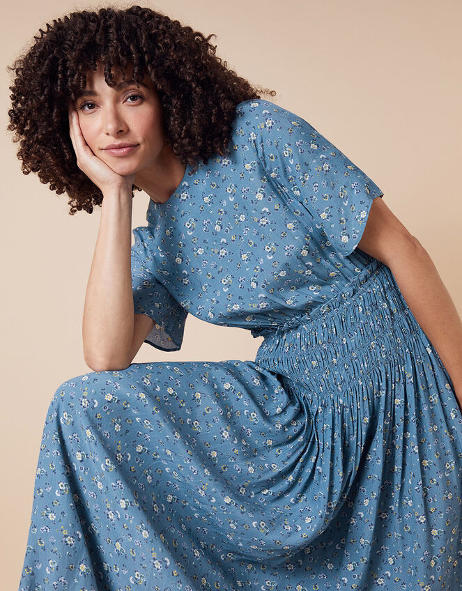 Ditsy Floral Midi Dress with LENZING™ ECOVERO™, Blue (BLUE), large