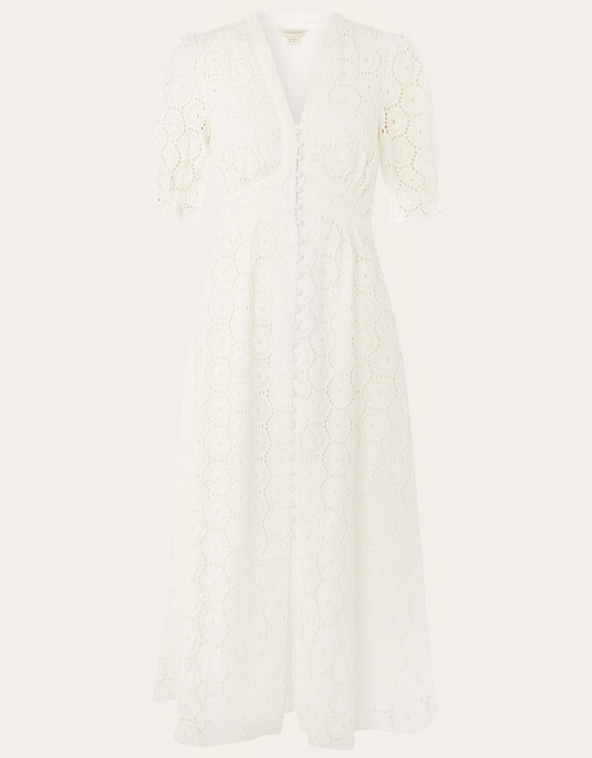 Mia Broderie Tea Dress, Ivory (IVORY), large