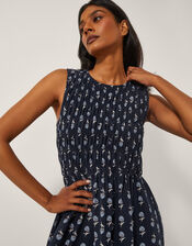Deniz Sleeveless Floral Midi Dress, Blue (NAVY), large
