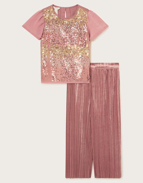 Party Sequin Top and Trousers Set, Pink (PINK), large