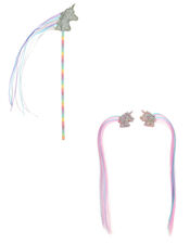 Glitzy Glam Unicorn Wand and Hair Clip Set, , large