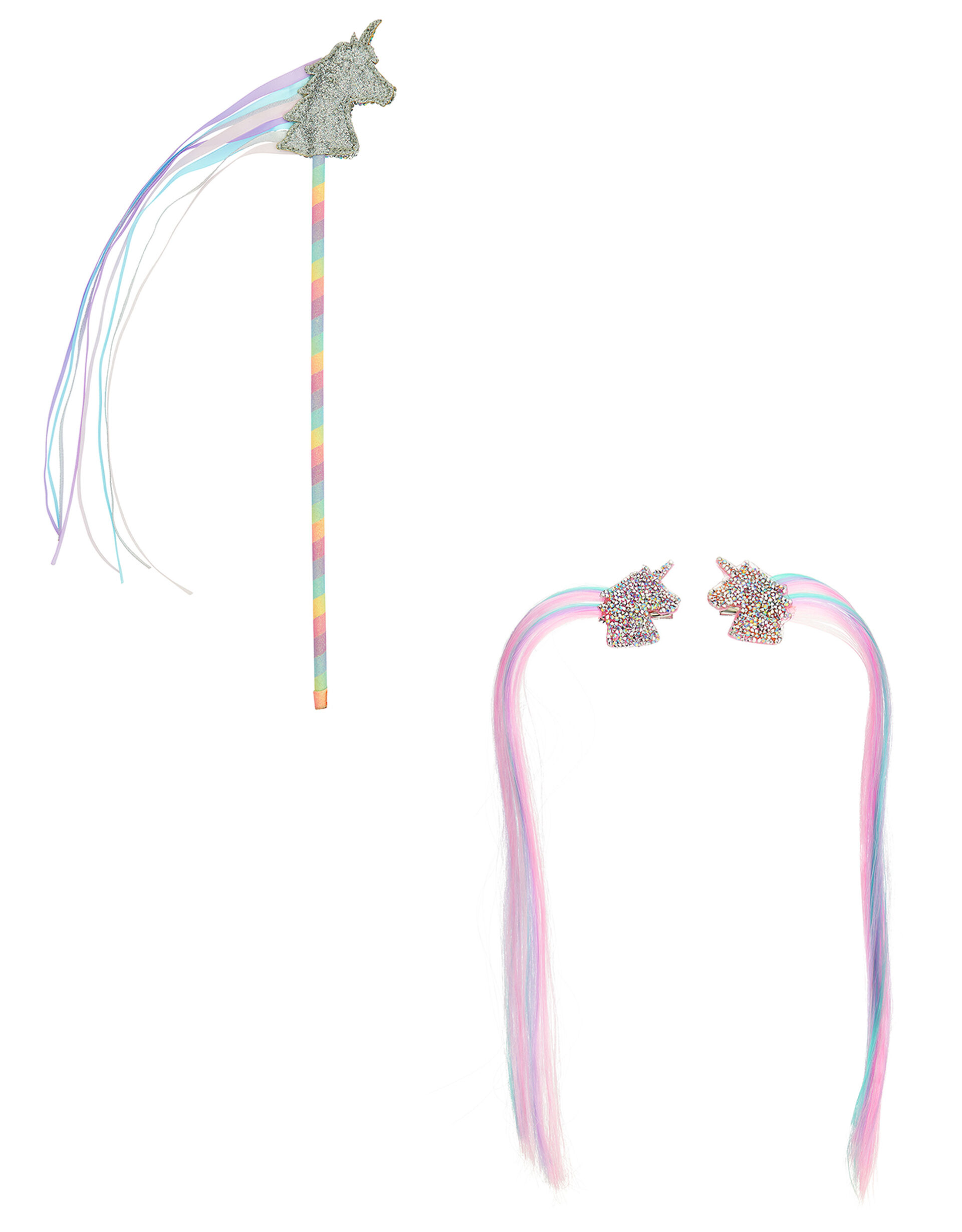 Glitzy Glam Unicorn Wand and Hair Clip Set, , large