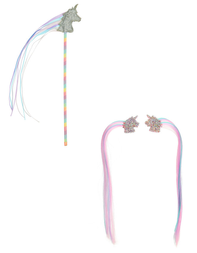 Glitzy Glam Unicorn Wand and Hair Clip Set, , large