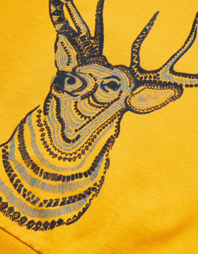 Stag Sweatshirt, Yellow (MUSTARD), large