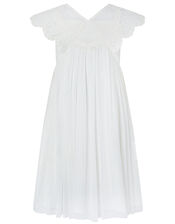 Zita Soft Tulle Dress with Crochet Neckline, Ivory (IVORY), large