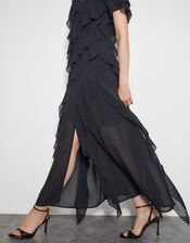 Renata Ruffle Maxi Dress, Black (BLACK), large