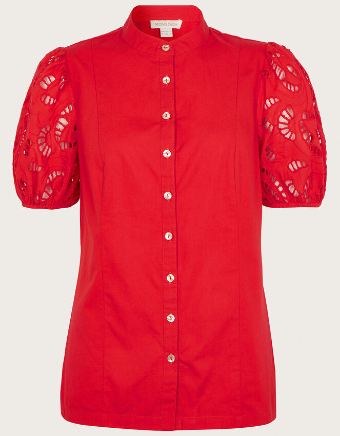 Clara Cutwork Blouse, Red (RED), large