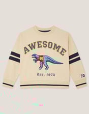 Dinosaur Varity Sweatshirt, Natural (STONE), large