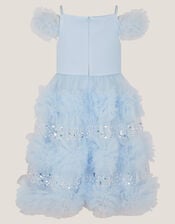 Nyla Embellished Ruffle Party Dress, Blue (PALE BLUE), large