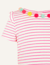 Fiesta Stripe Pom-Pom Top, Pink (BRIGHT PINK), large