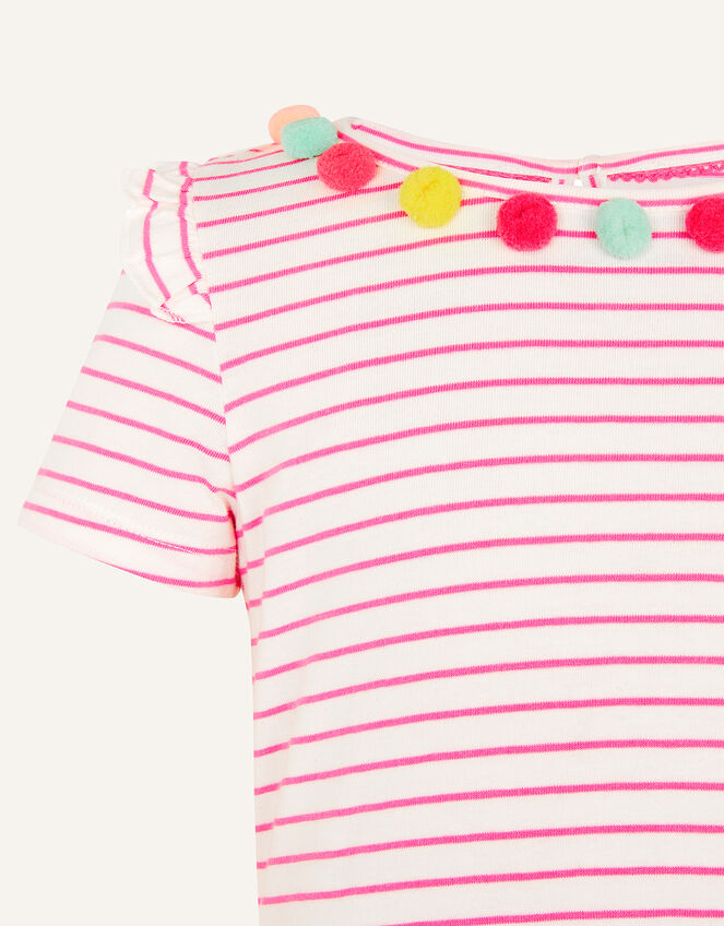 Fiesta Stripe Pom-Pom Top, Pink (BRIGHT PINK), large