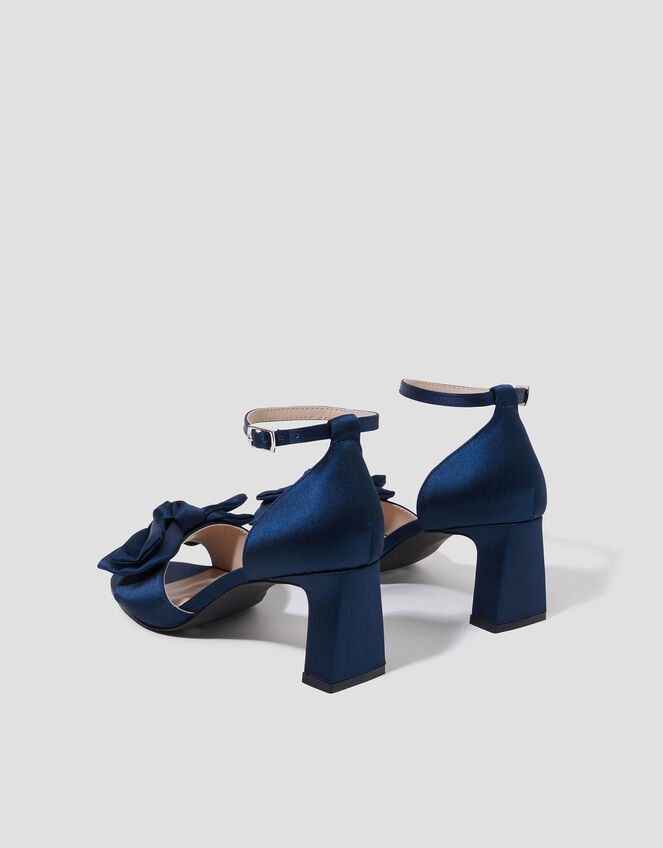 Tilda Satin Bow Heels, Blue (NAVY), large