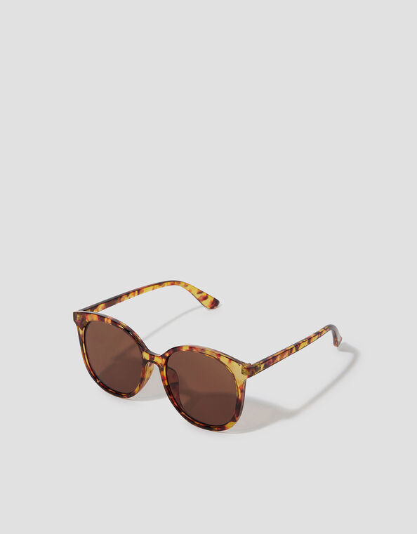 Preppy Tort Round Sunglasses, , large