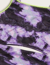 Marble Print Cut-Out Swimsuit, Purple (PURPLE), large