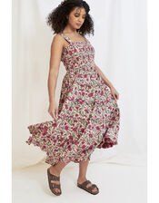 East Laurel Woodblock Midi Dress, Pink (PINK), large